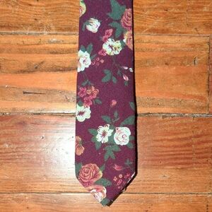 Floral Burgundy Tie